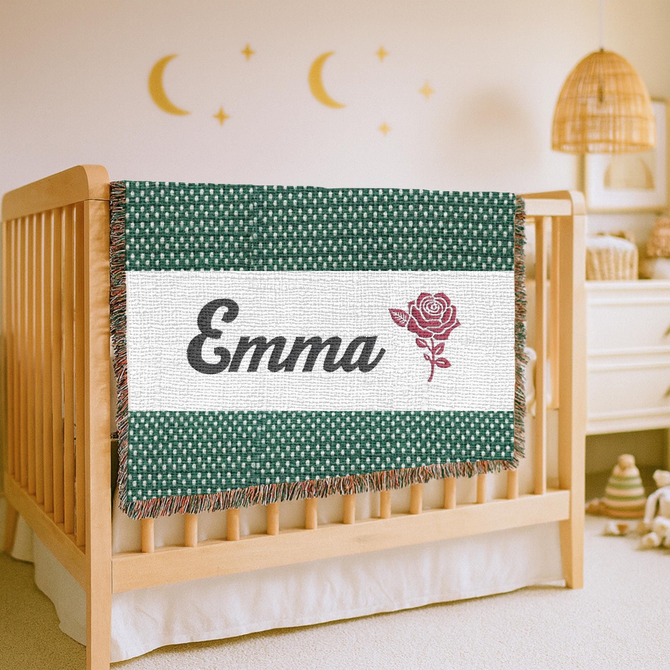 Grandma Gift Woven Blanket Personalized Nana Blanket Floral Rose Throw Cozy Grandmother Gift Family Keepsake