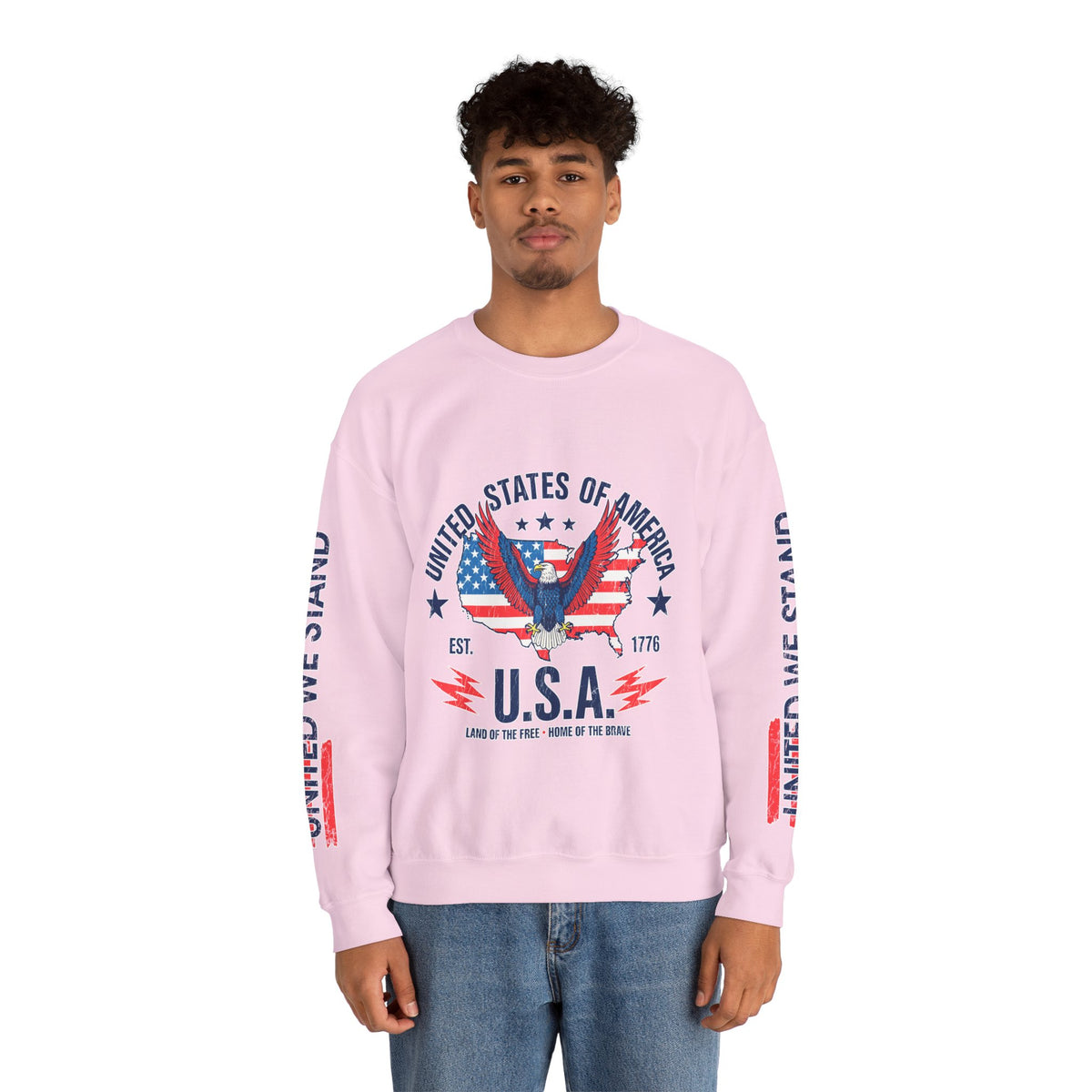 United We Stand Sweatshirt, American Eagle USA Pullover, Patriotic Flag Top, Vintage Americana Clothing, Fourth of July Gift for Women