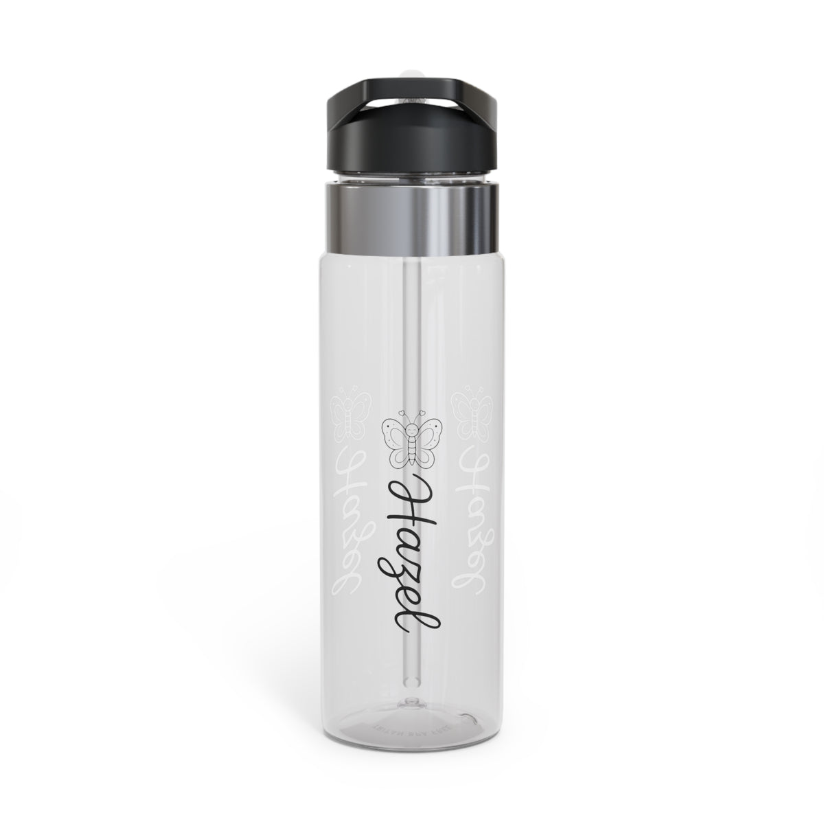 Personalized Butterfly Water Bottle, Custom Name Girls Tumbler, Cute Floral Kids Gift, Clear Bottle for Girls Birthday