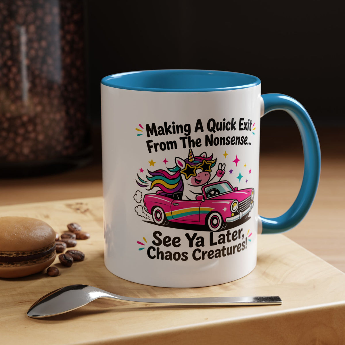 Funny Unicorn Coffee Mug, Making My Quiet Exit From The Nonsense Mug, Sarcastic Unicorn Gift, Chaos Creature Coffee Cup, Funny Coworker Mug
