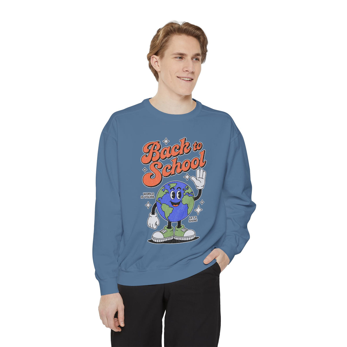 Back to School Earth Sweatshirt, Retro Globe Graphic Pullover, Teacher First Day Outfit, Student Gift, Classroom Crewneck, Educator Gift