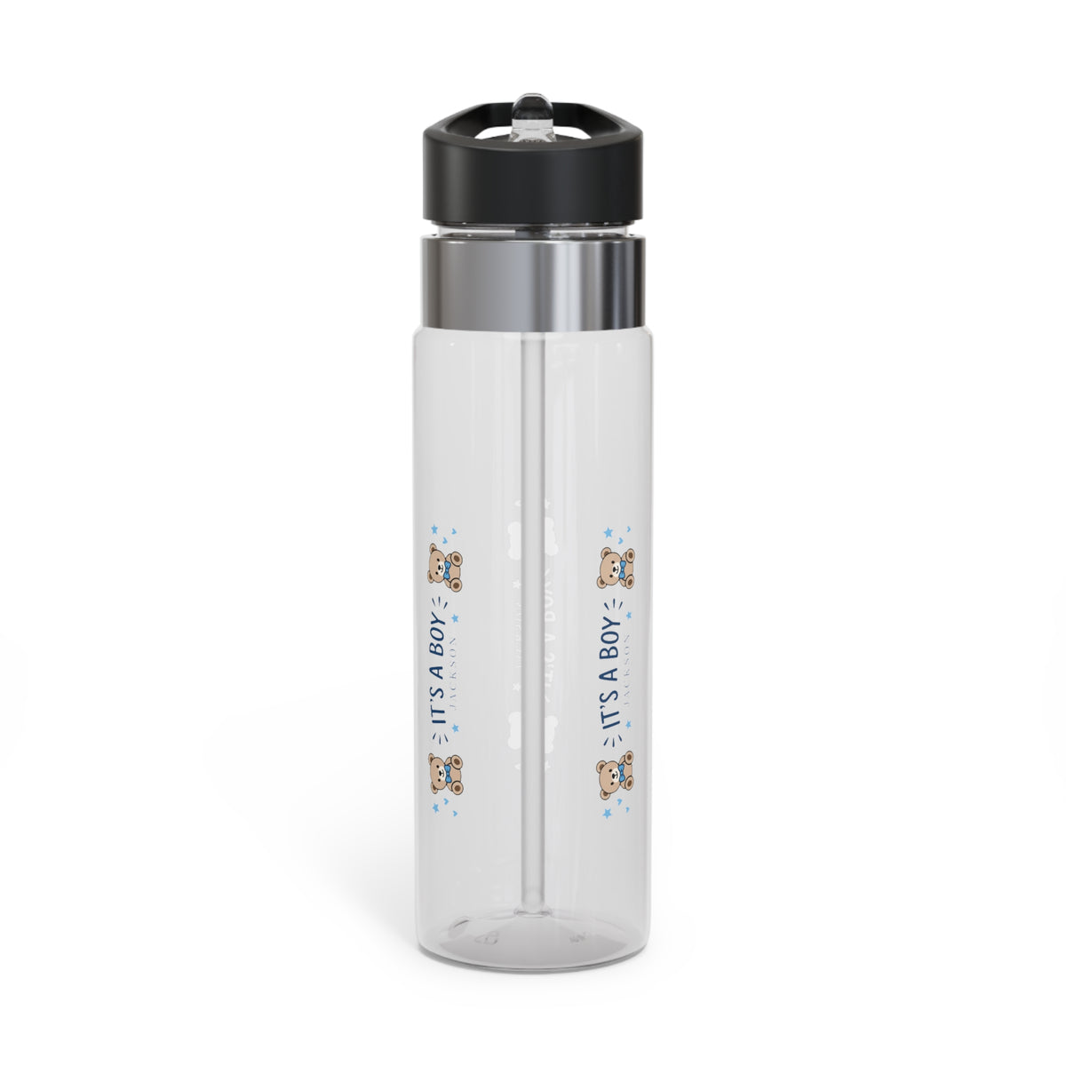 Personalized Water Bottle for Boys, Cute Teddy Bear Name Bottle, Kids School Drink Bottle, Birthday Gift for Son, Back to School Gift