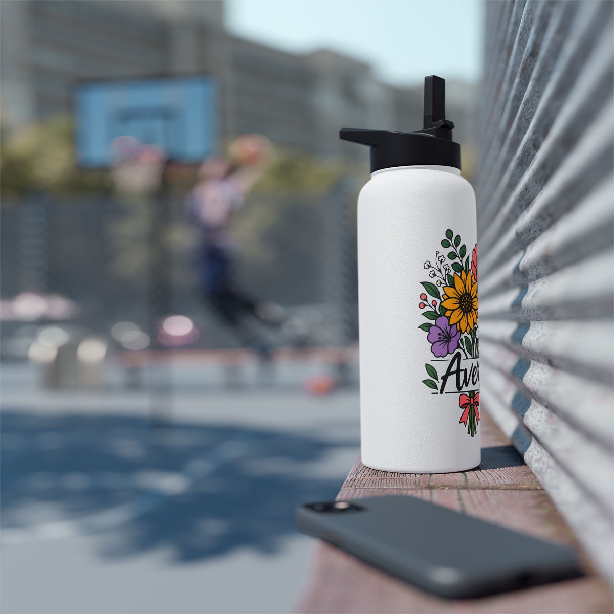 Personalized Water Bottle for Girls, Floral Reusable Drink Bottle, Custom Name Gift, Cute School Water Bottle, Hydration Bottle