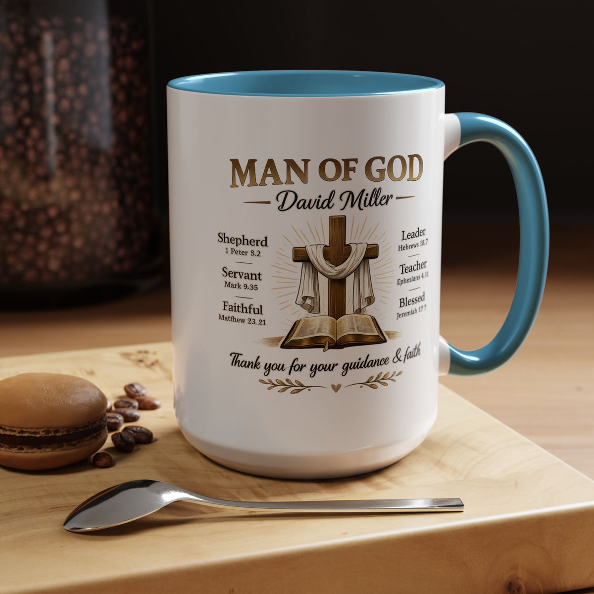 Personalized Man of God Mug, Christian Pastor Appreciation Gift, Custom Faith Coffee Mug for Pastor, Church Leader Thank You Gift