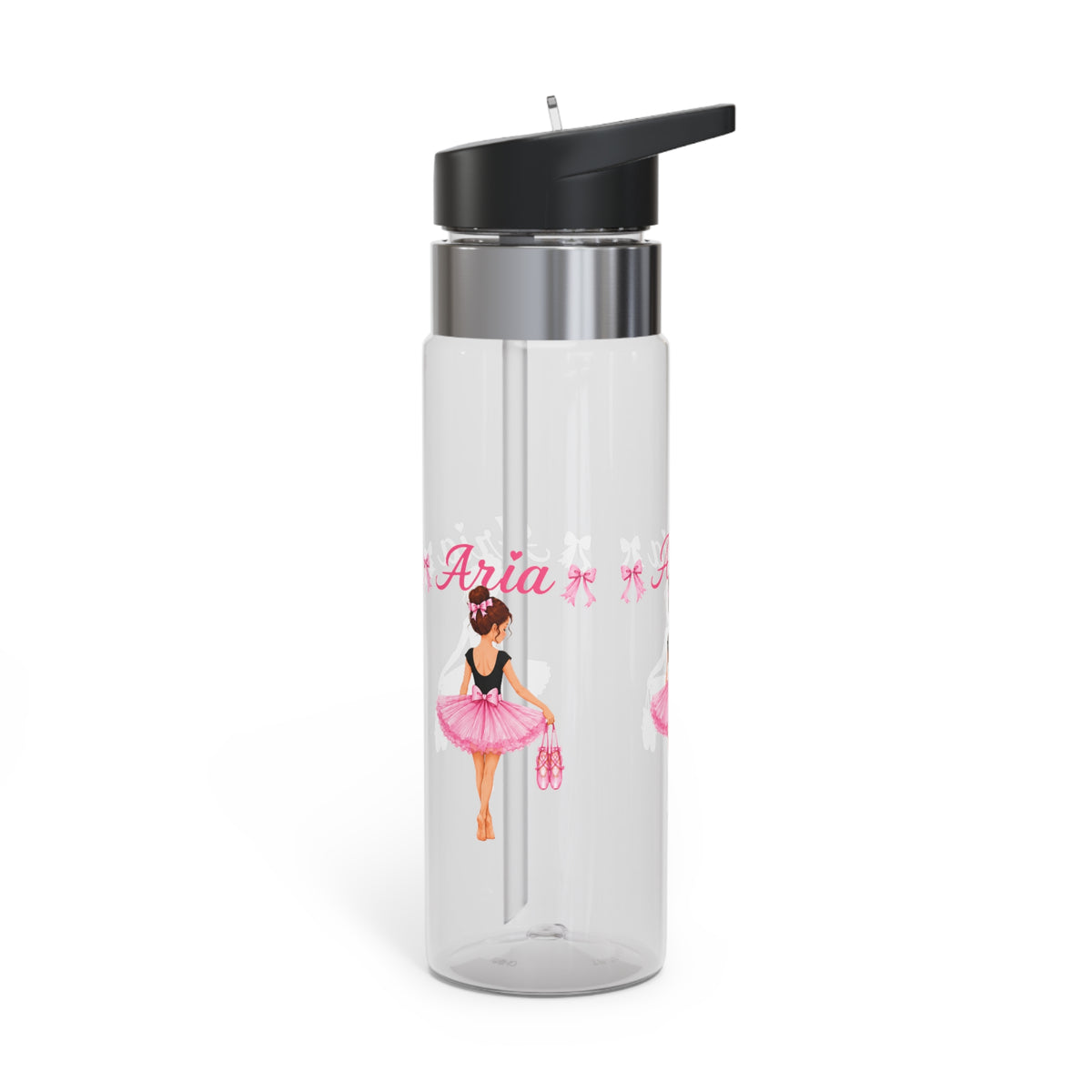 Personalized Ballerina Water Bottle, Custom Name Dance Girls Tumbler, Ballet Birthday Gift, Pink Bottle for Young Dancers
