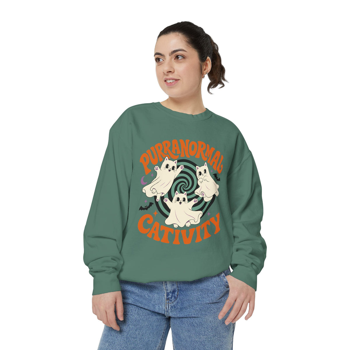 Purranormal Cativity Sweatshirt, Funny Halloween Cat Crewneck, Ghost Kitty Shirt for Cat Lover, Spooky Season Gift, Cute Fall Outfit