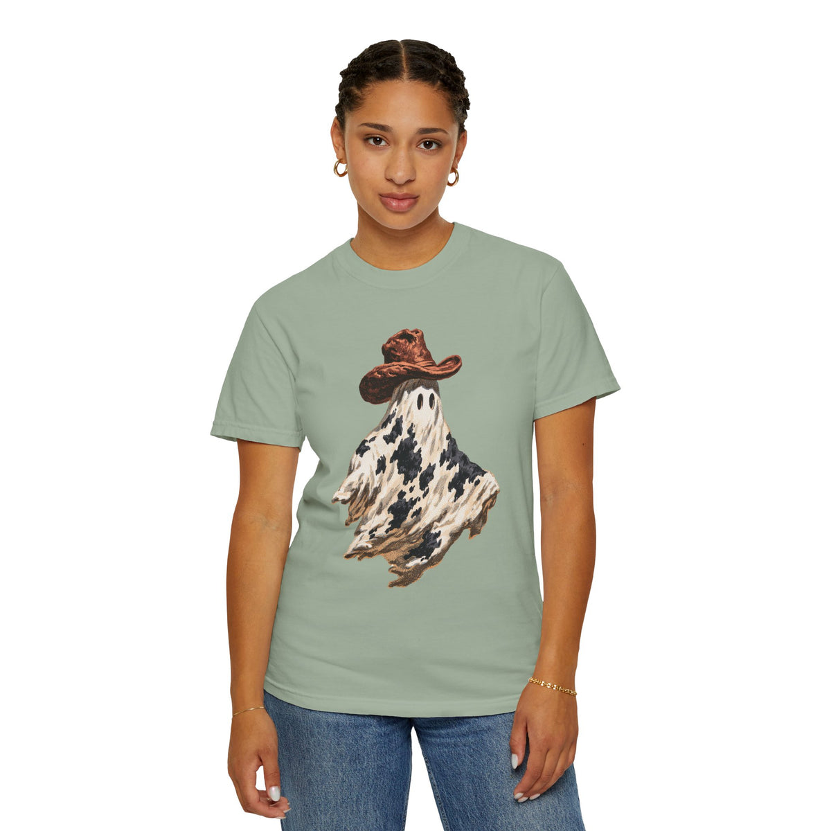 Western Ghost Halloween Shirt, Cowboy Hat Spooky Graphic Tee, Cute Vintage Fall Gift for Cowgirl, Country October Outfit for Women