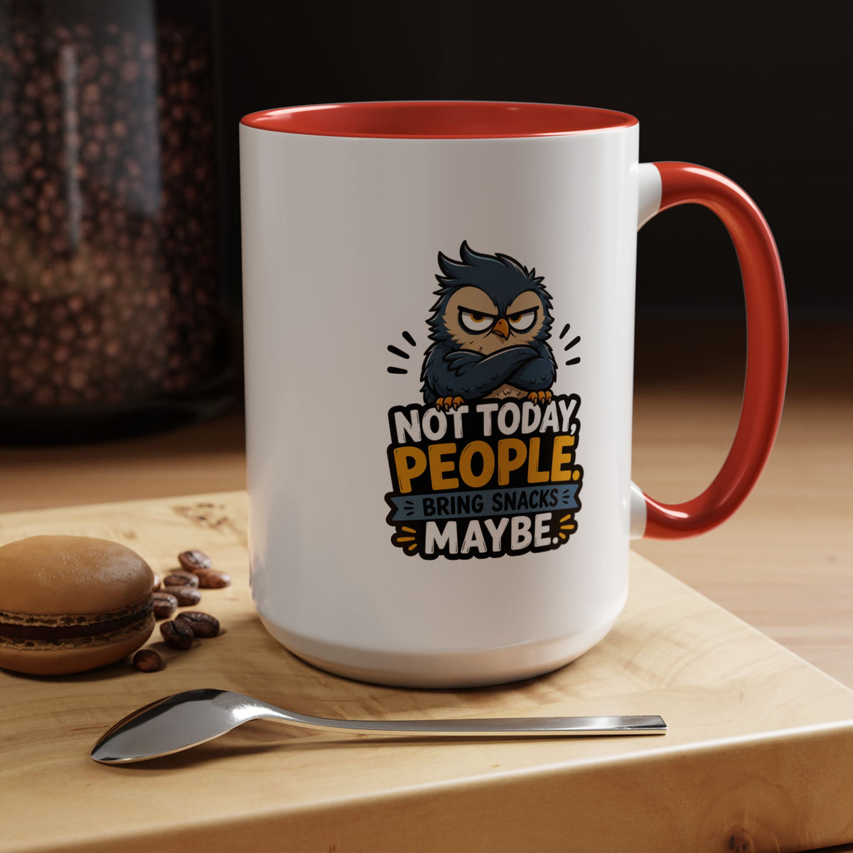 Not Today People Mug, Funny Owl Coffee Cup, Introvert Humor Gift for Coworker, Funny Snack Lover Present, Sarcastic Office Drinkware