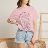 Comfort Colors Rooted in Grace Shirt, Christian Floral Cross Tee, Faith Based Graphic Shirt, Religious Gift for Women, Bible Verse Tee
