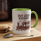 Hot Mess Express Coffee Mug, Pink Floral Train with Bows and Hearts, Funny Birthday Gift for a Busy Mom or Best Friend's Daily Coffee Break