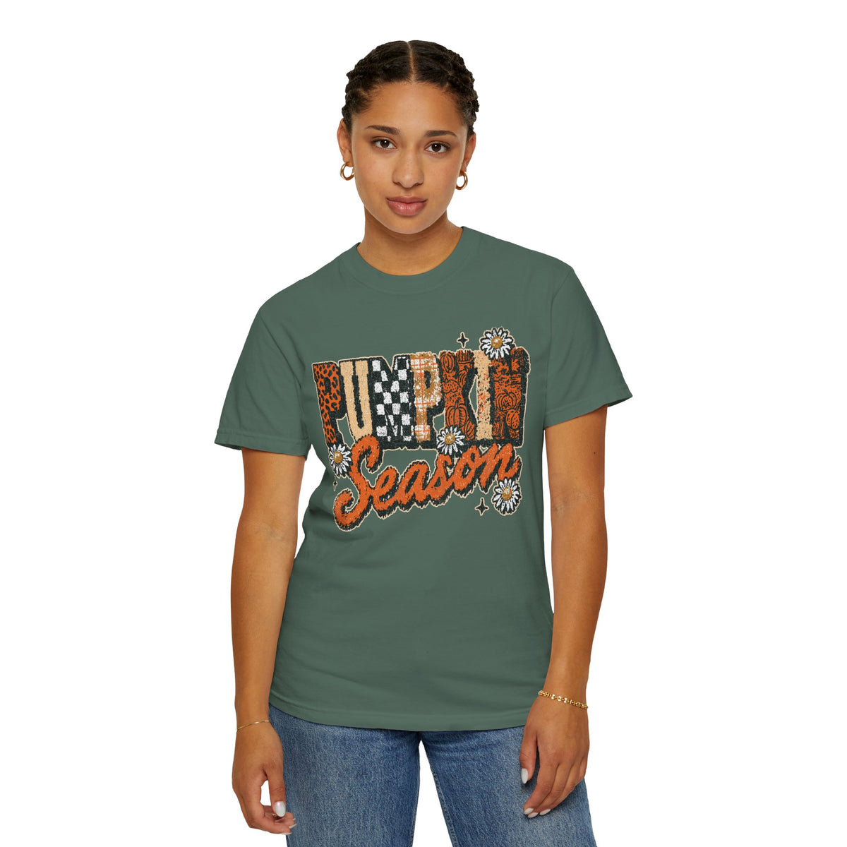 Pumpkin Season Shirt, Retro Leopard Checker Fall Graphic Tee, Cute Autumn Gift for Women, Cozy Thanksgiving October Outfit for Her