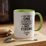 Personalized Funny Boss Mug, Thanks for Not Firing Us Coffee Cup, Custom Manager Name Gift, Coworker Office Humor, Boss Day Present