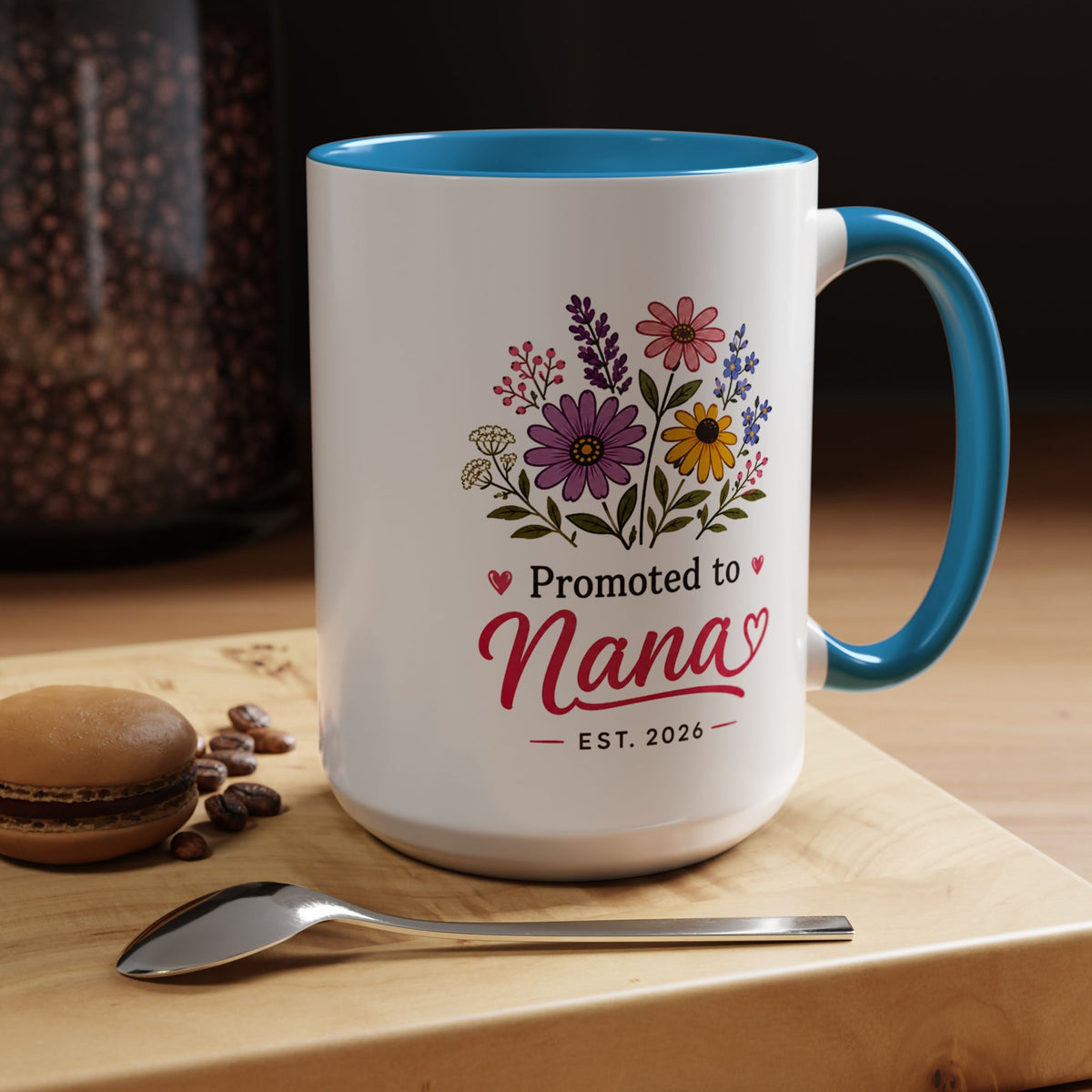 Promoted to Nana Mug, New Grandma Pregnancy Announcement Gift, Floral First Time Grandmother Coffee Cup, Baby Reveal Keepsake 2026