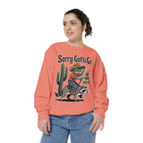Funny Frog Cowboy Comfort Sweatshirt, Sorry Gotta Go The Vibes Are Off Crewneck, Raccoon Western Meme Comfort Sweatshirt