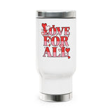Stainless Steel Travel Mug, Love for All Pixel Heart Cup, Romantic Gift for Her, Cute Valentine Drinkware, Everyday Coffee Mug