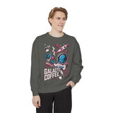 Galactic Coffee Comfort Colors Sweatshirt, Funny Alien Coffee Lover Shirt, Space Nerd Sweatshirt, Sci Fi Gift for Coffee Fans