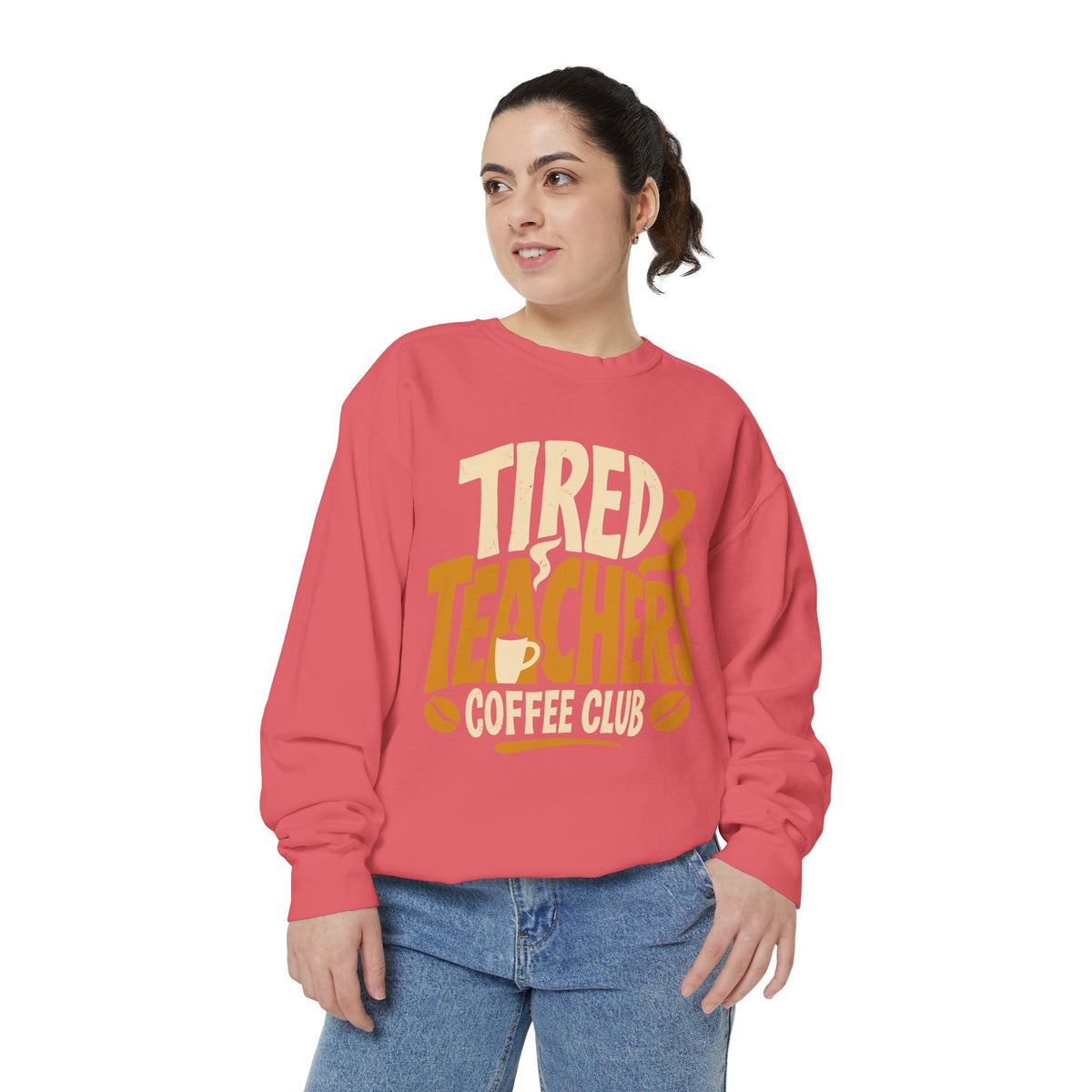 Tired Teachers Coffee Club Comfort Colors Sweatshirt, Funny Teacher Coffee Shirt, Educator Gift, Teacher Life Pullover