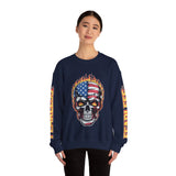 Patriotic Skull Sweatshirt, American Flag Skull Pullover, USA Biker Style Top, Edgy Americana Clothing, Fourth of July Gift
