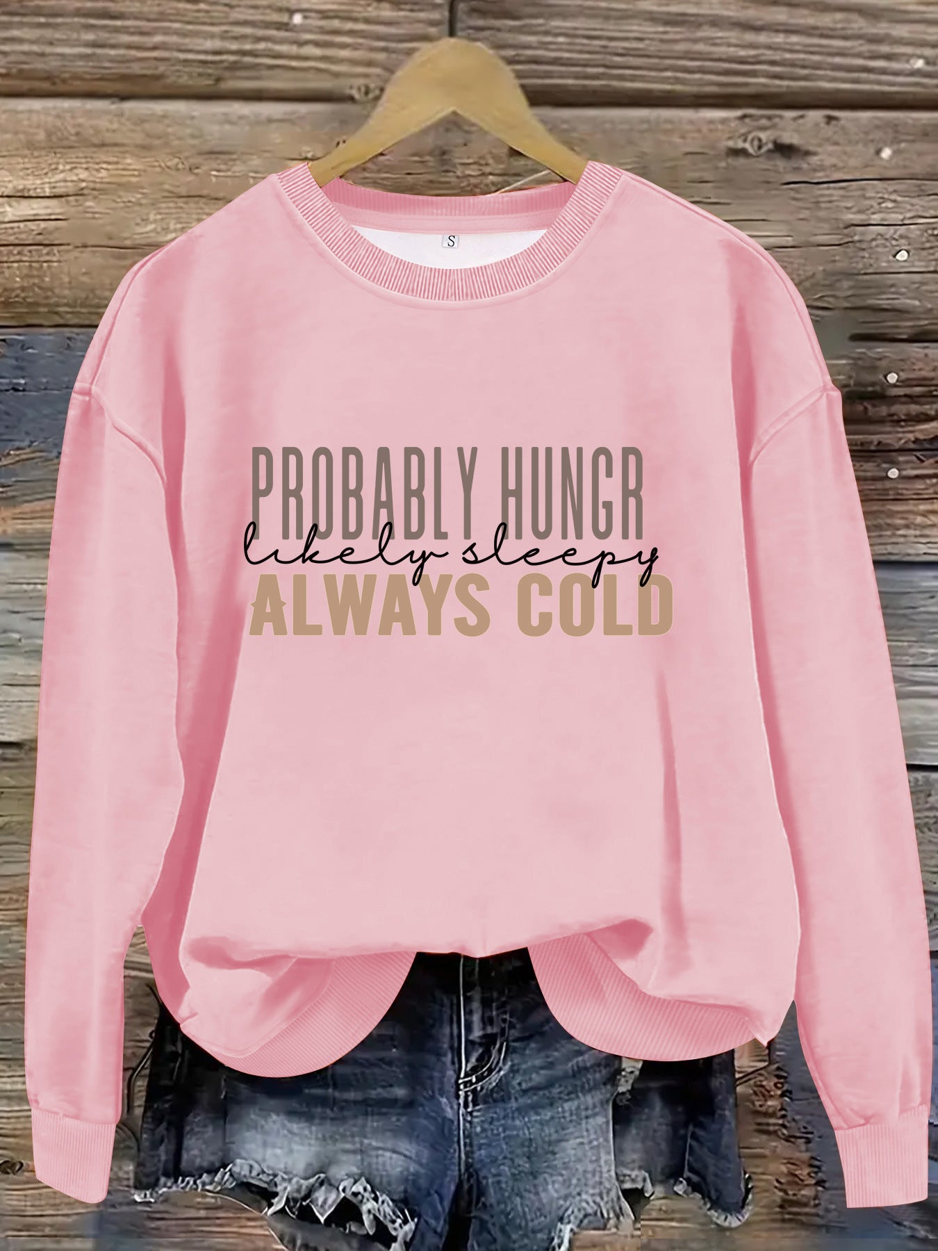 Round neck slogan printed pullover sweatshirt sweatshirt