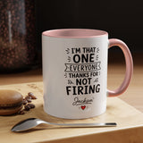 Personalized Funny Boss Mug, Thanks for Not Firing Us Coffee Cup, Custom Manager Name Gift, Coworker Office Humor, Boss Day Present
