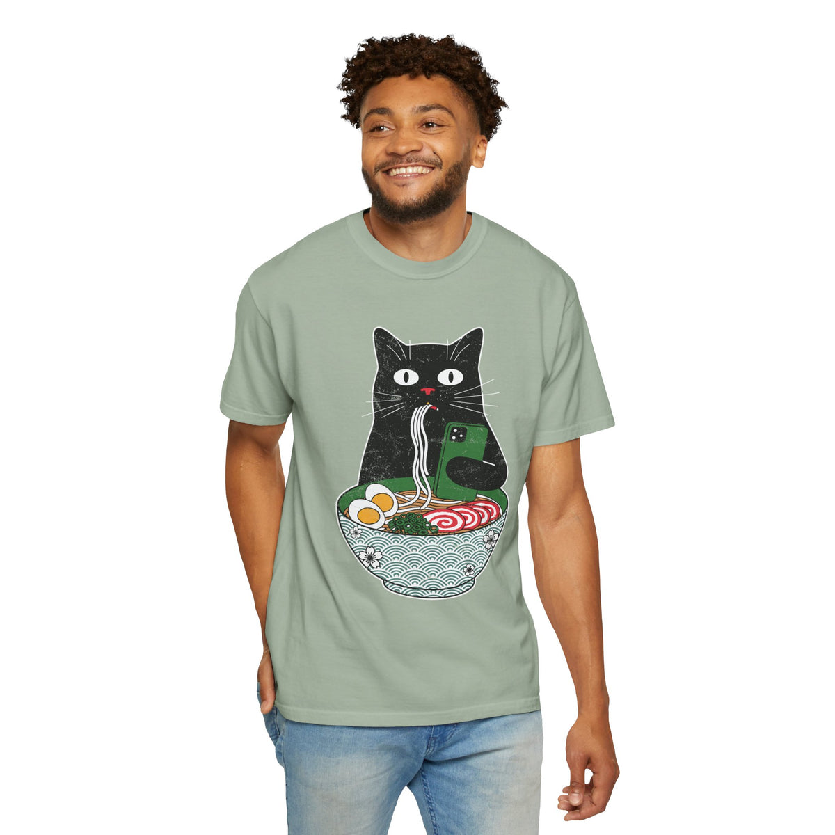 Black Cat Ramen Shirt Comfort Colors Tee, Funny Cat Lover Graphic Shirt, Introvert Cat Eating Noodles Tee, Japanese Foodie Gift