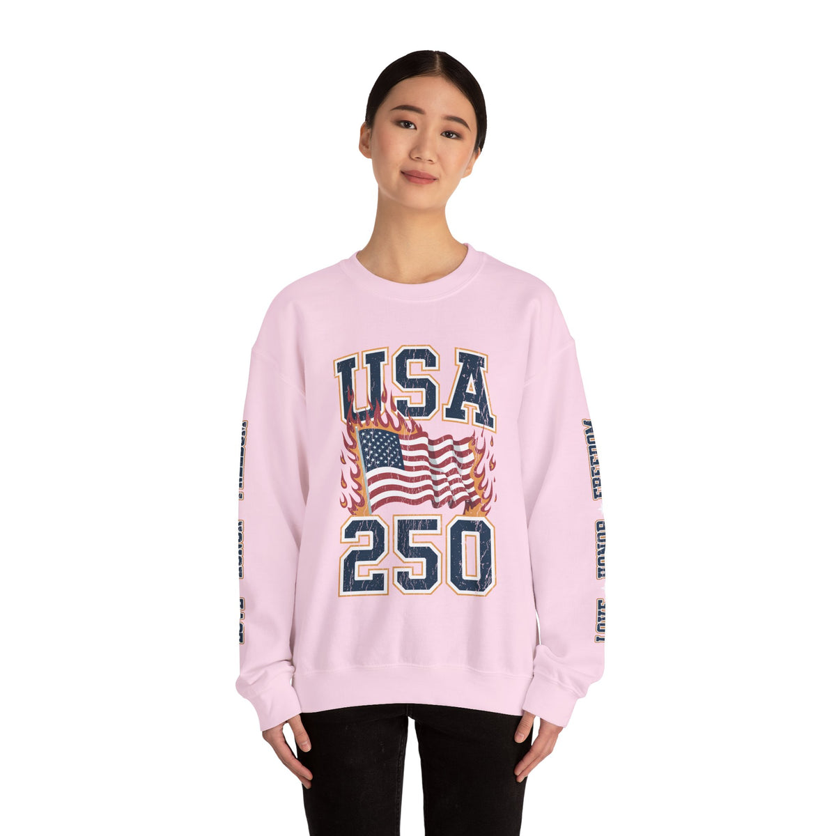 USA 250 Sweatshirt, American Flag Crewneck, Patriotic Pullover, USA 250th Anniversary Gift, Fourth of July Shirt, Americana Top