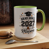 Personalized Graduation Mug, Grad Goals 2027 Coffee Cup, Custom Name Gift for Him, High School or College Senior, Proud Family Present