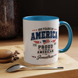 Personalized America 250th Coffee Mug, Custom Name Patriotic Gift for Men, Proud to Be An American 1776 to 2026 Ceramic Tea Cup