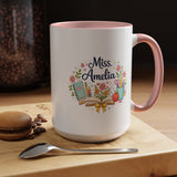 Personalized Teacher Coffee Mug, Custom Teacher Name Gift, Floral Teacher Mug, Teacher Appreciation Present, Classroom Gift