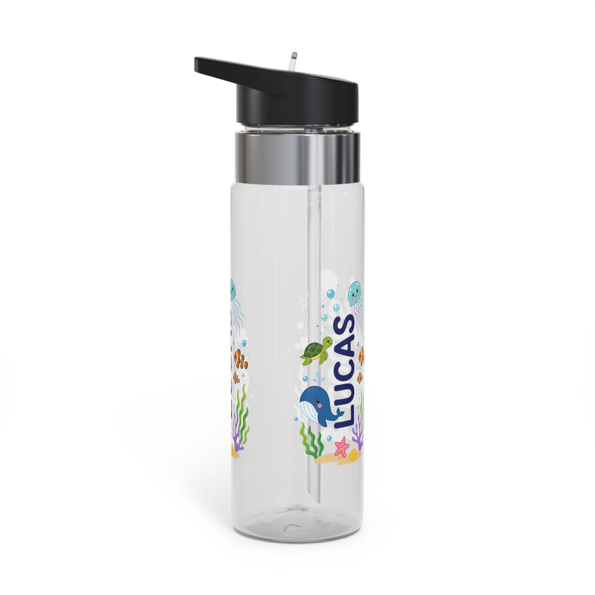 Personalized Transparent Water Bottle for Kids, Ocean Animal Drink Bottle, Under the Sea School Bottle, Back to School Gift