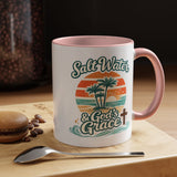 Christian Beach Lover Coffee Mug, Salt Water and God's Grace Mug, Coastal Faith Gift, Religious Ocean Lover Cup, Christian Gift