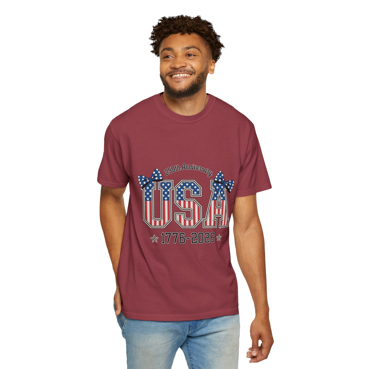 USA 250th Anniversary Comfort Colors Shirt, Patriotic Coquette Bow Tee, America 1776 2026 Graphic Shirt, Fourth of July Gift