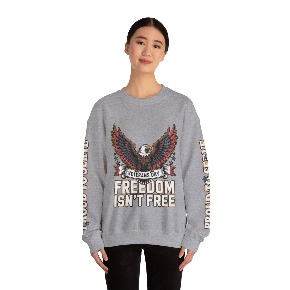 Veterans Day Sweatshirt, Freedom Isn't Free Eagle Pullover, Patriotic Military Top, Veteran Gift, American Pride, USA Clothing