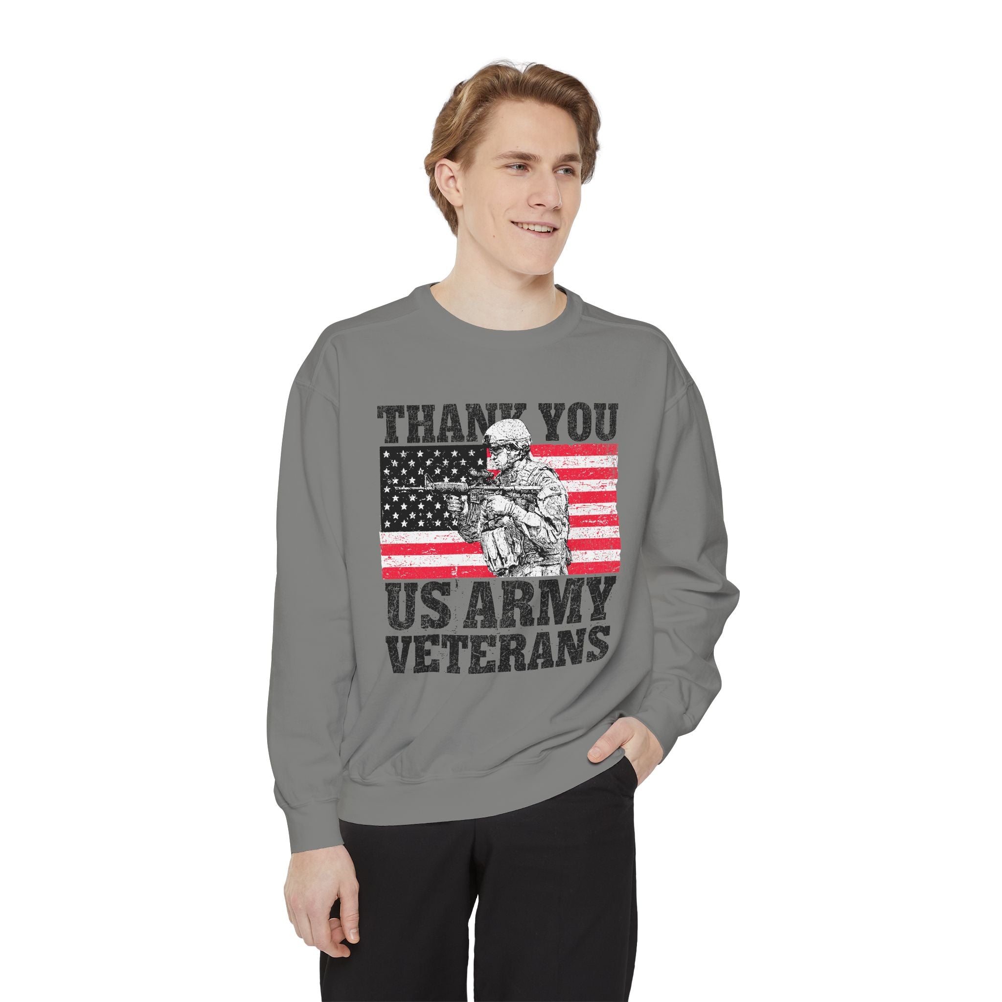 Thank You US Army Veterans Sweatshirt, Patriotic Soldier Crewneck, Military Appreciation Gift, American Flag Pullover for Veterans Day