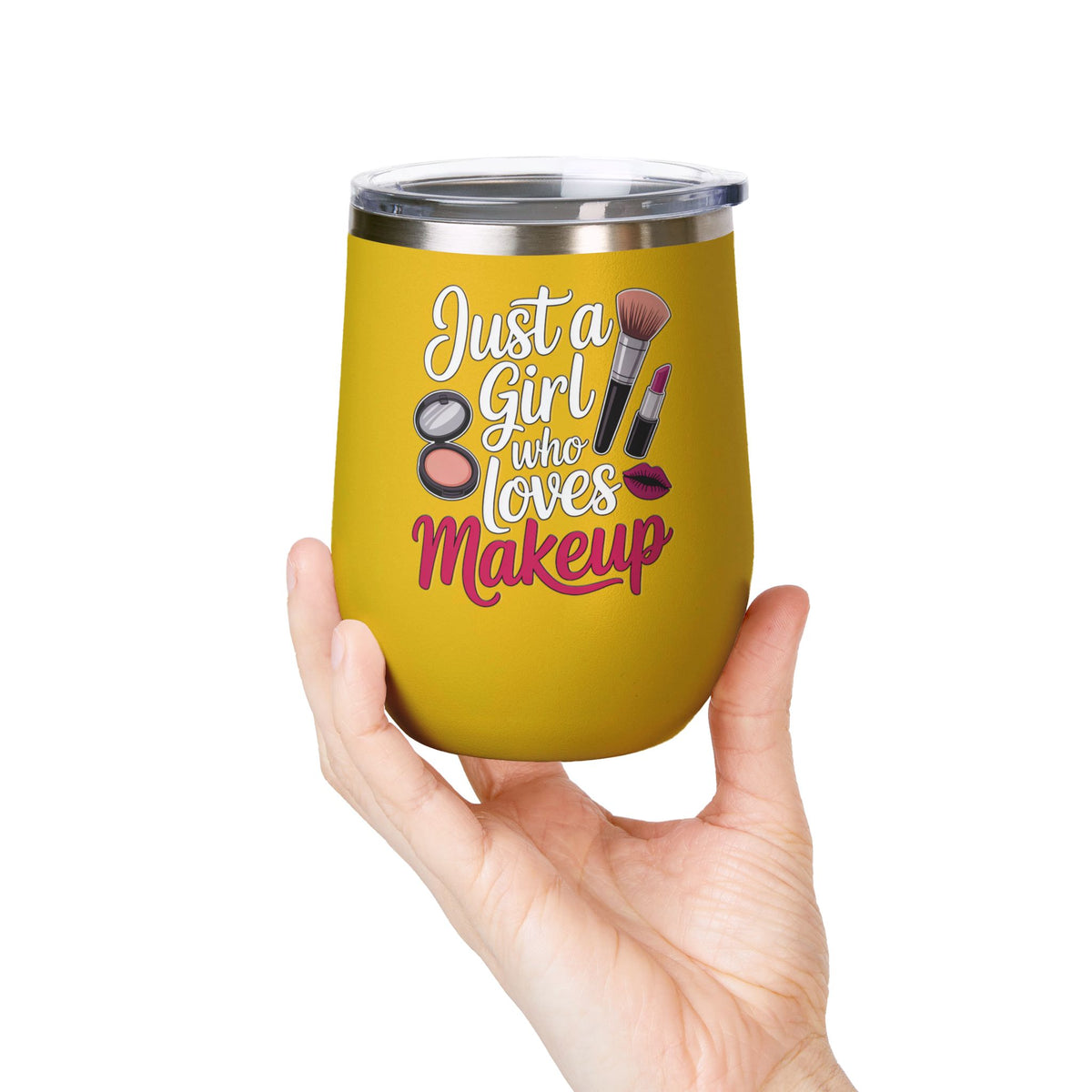 Makeup Lover Wine Tumbler, Just a Girl Who Loves Makeup, Cute Beauty Drink Tumbler, Makeup Artist Gift for Her, Girly Gift, Cosmetic Lover