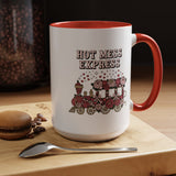 Hot Mess Express Coffee Mug, Pink Floral Train with Bows and Hearts, Funny Birthday Gift for a Busy Mom or Best Friend's Daily Coffee Break
