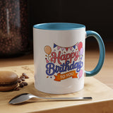 Happy Birthday to You Coffee Mug, Pink and Blue Balloons with Party Bunting, Cheerful Gift for a Sister or Best Friend's Daily Coffee Break