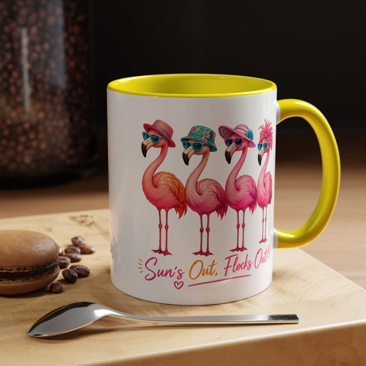 Funny Flamingo Coffee Mug, Sun's Out Flocks Out Mug, Pink Flamingo Summer Cup, Beach Lover Gift, Tropical Vacation Coffee Mug