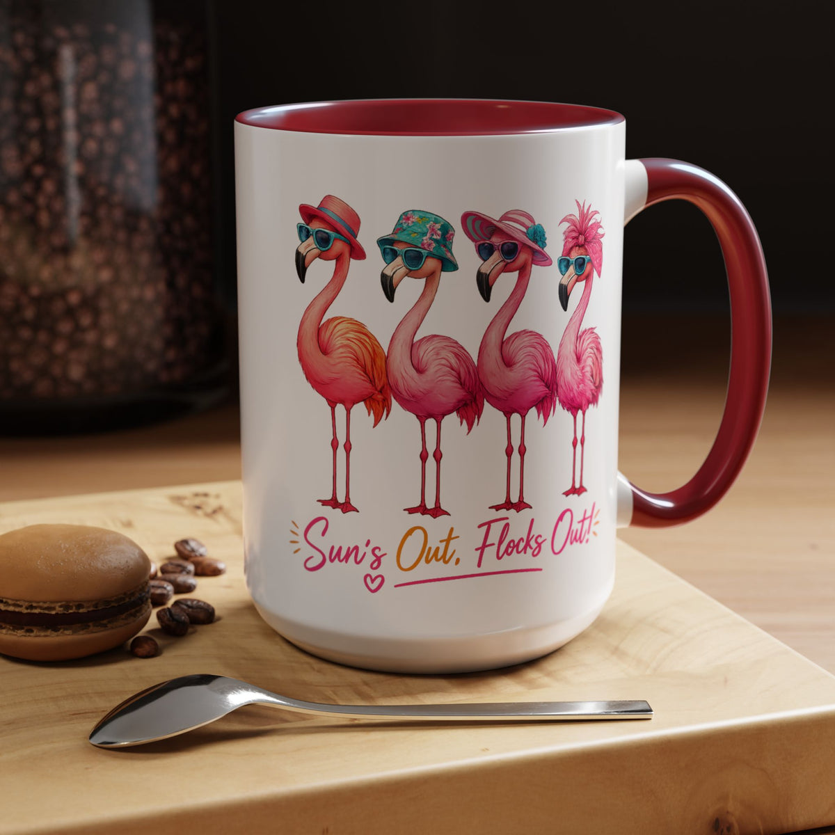 Funny Flamingo Coffee Mug, Sun's Out Flocks Out Mug, Pink Flamingo Summer Cup, Beach Lover Gift, Tropical Vacation Coffee Mug