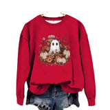 Round neck cartoon ghost print pullover sweatshirt sweatshirt sweatshirt