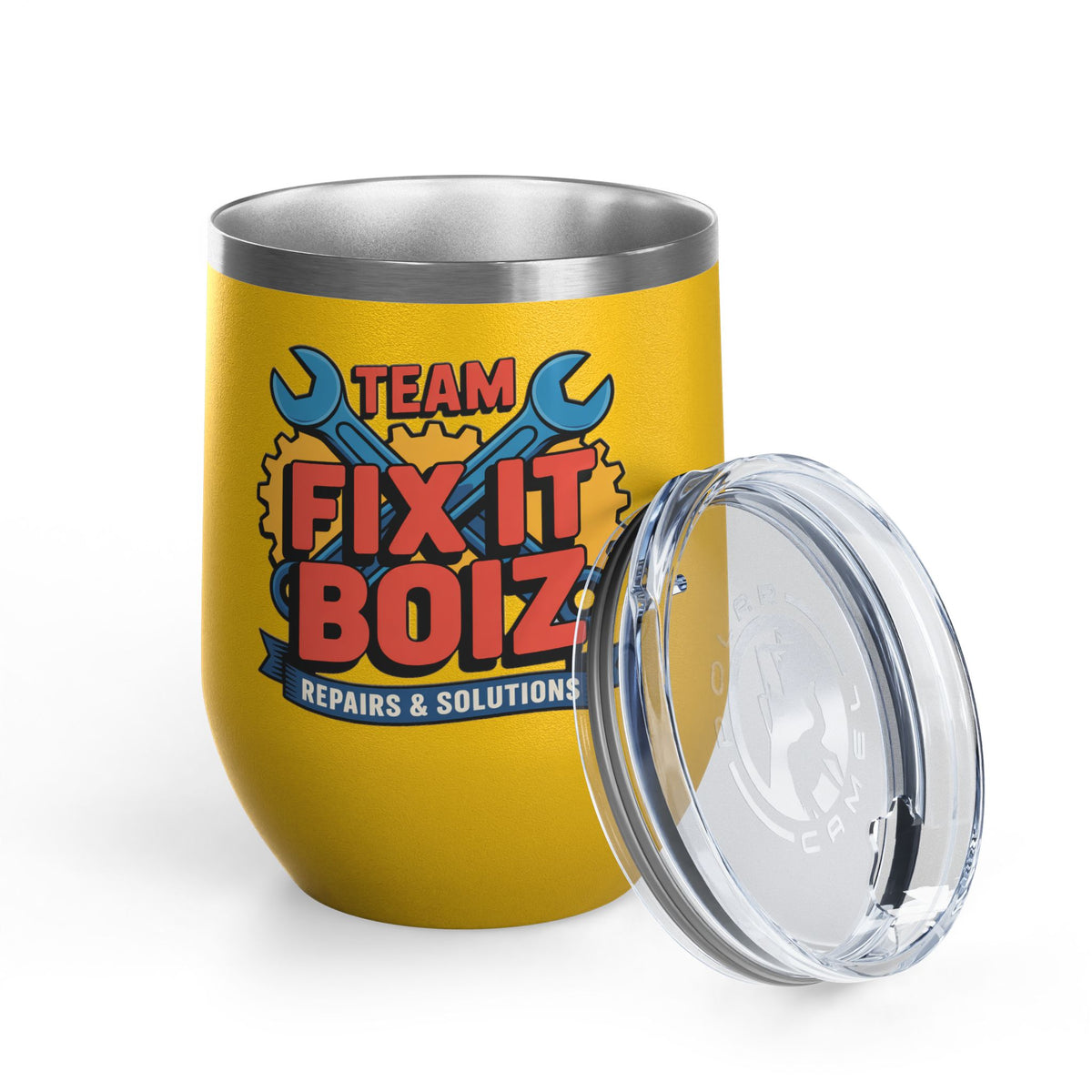Mechanic Wine Tumbler, Team Fix It Boiz Wrench and Gear Design, Handyman Gift for Dad or a Repair Crew Coworker, Off Duty Workshop Drinkware