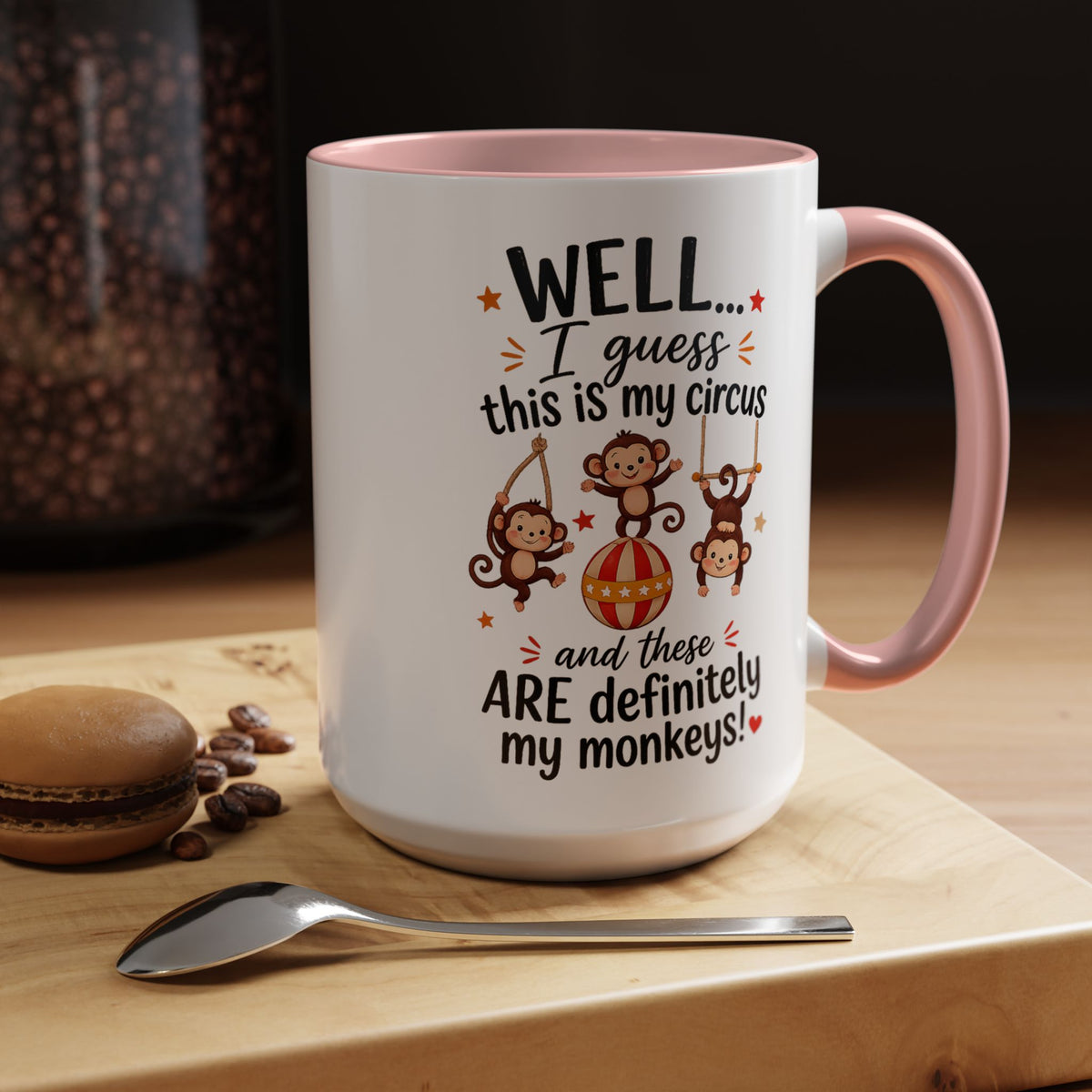 Funny Mom Life Coffee Mug, This Is My Circus These Are My Monkeys Mug, Motherhood Humor Gift, Mom Coffee Cup for Busy Moms
