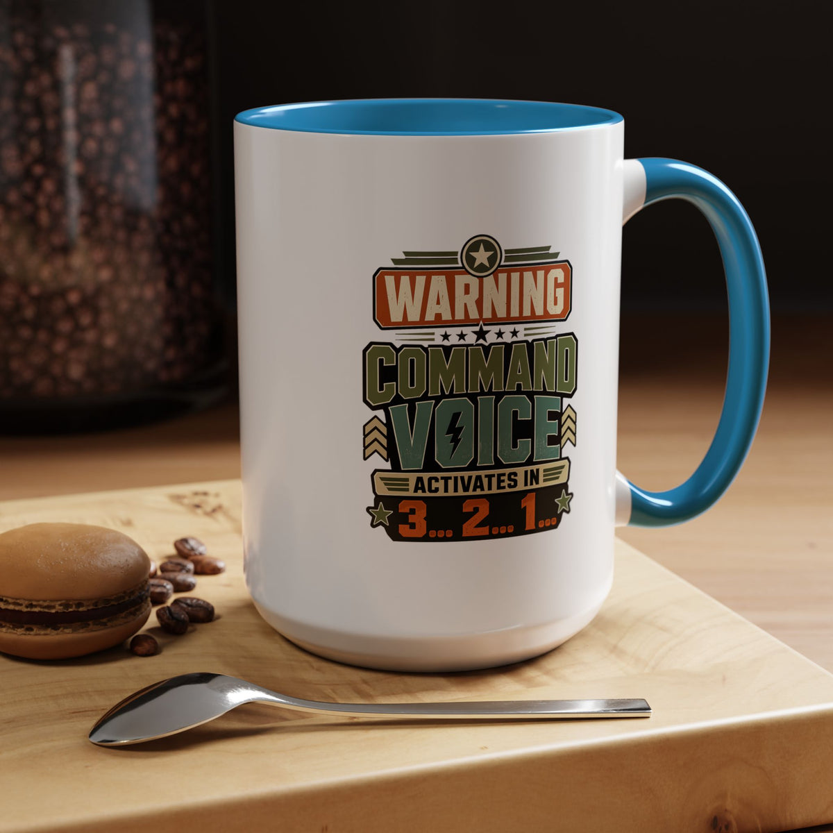 Funny Military Command Voice Mug, Warning Countdown Coffee Cup, Army Dad or Veteran Gift for Him, Retirement Birthday Humor Present