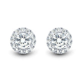 1 CTW AGI Certified Lab Grown Diamond Halo Stud Earrings in 14K White Gold (F-G/VS)