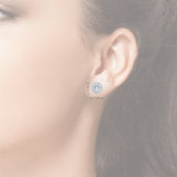 2 CTW AGI Certified Lab Grown Diamond Halo Earrings in 14K White Gold