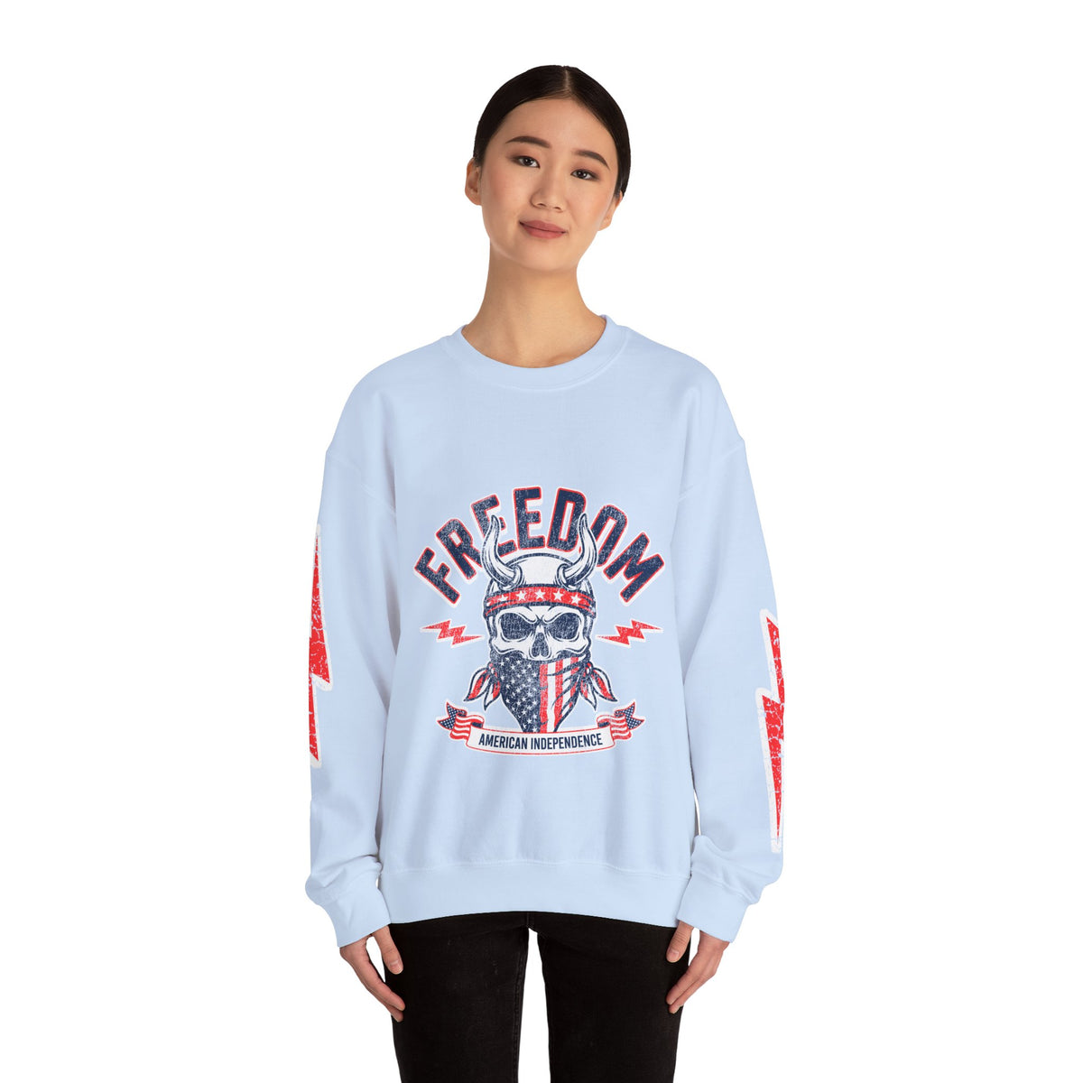 Freedom American Independence Sweatshirt, Patriotic Skull Crewneck, USA Flag Pullover, Fourth of July Outfit, Americana Gift for Him