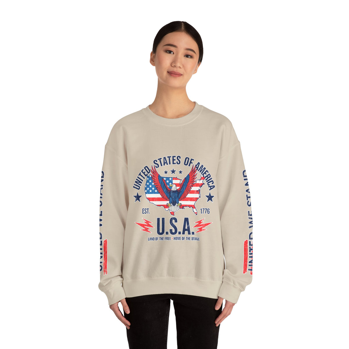 United We Stand Sweatshirt, American Eagle USA Pullover, Patriotic Flag Top, Vintage Americana Clothing, Fourth of July Gift for Women