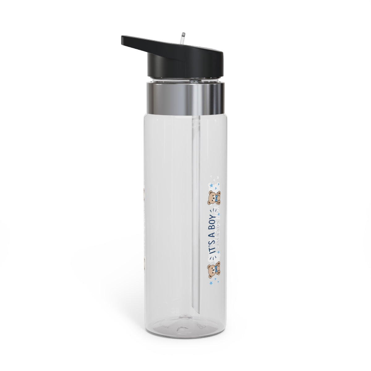 Personalized Water Bottle for Boys, Cute Teddy Bear Name Bottle, Kids School Drink Bottle, Birthday Gift for Son, Back to School Gift