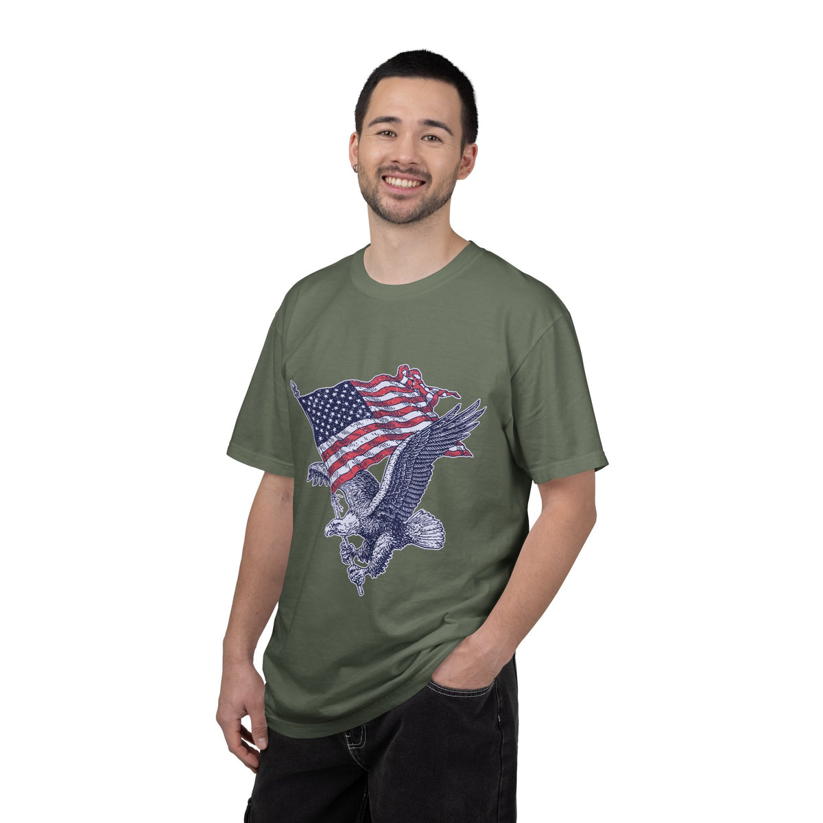 Bald Eagle American Flag Shirt, Retro Patriotic Graphic, Gift for USA Pride Fans, Fourth of July Celebrations and Everyday Clothing