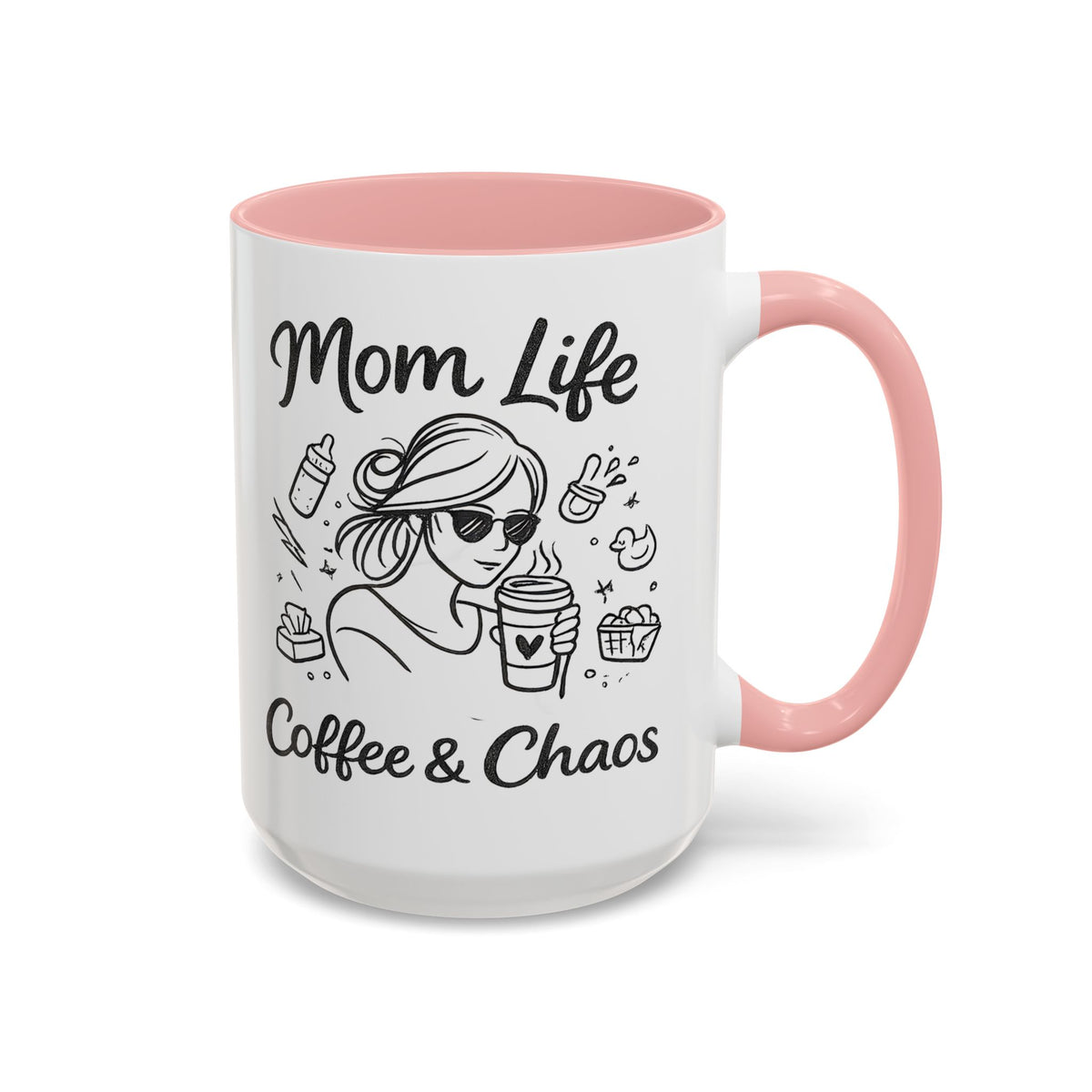 Mom Life Coffee and Chaos Mug, Funny Mom Coffee Mug, Motherhood Humor Gift, Busy Mom Cup, Mother's Day Gift for Coffee Lover